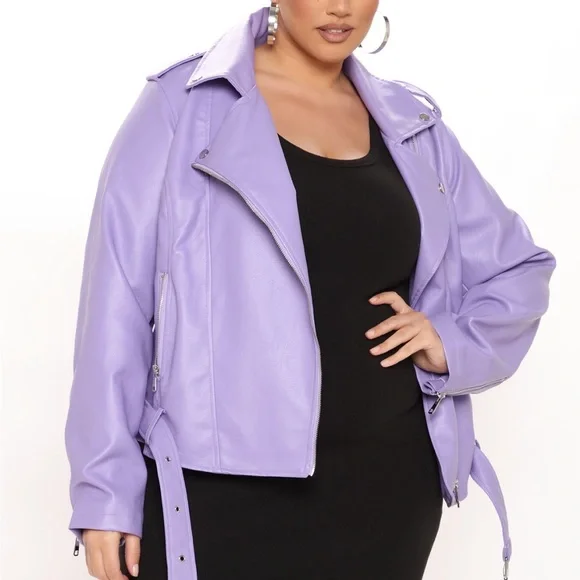 BNWT lavender faux leather moto jacket 1X $40 - Picture 2 of 6